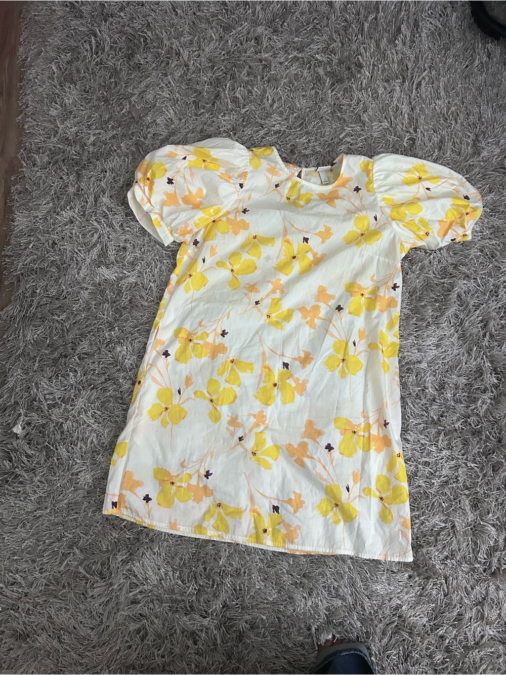 a new day White Blouse with Yellow, Peach & Purple Floral Print